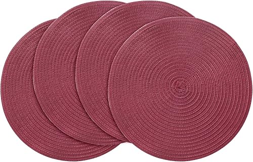 Miniatura 40 de Floroom Juego de 6 manteles individuales redondos trenzados de 15 pulgadas, lavables, resistentes al calor, de algodón, poliéster, para cocina, mesa