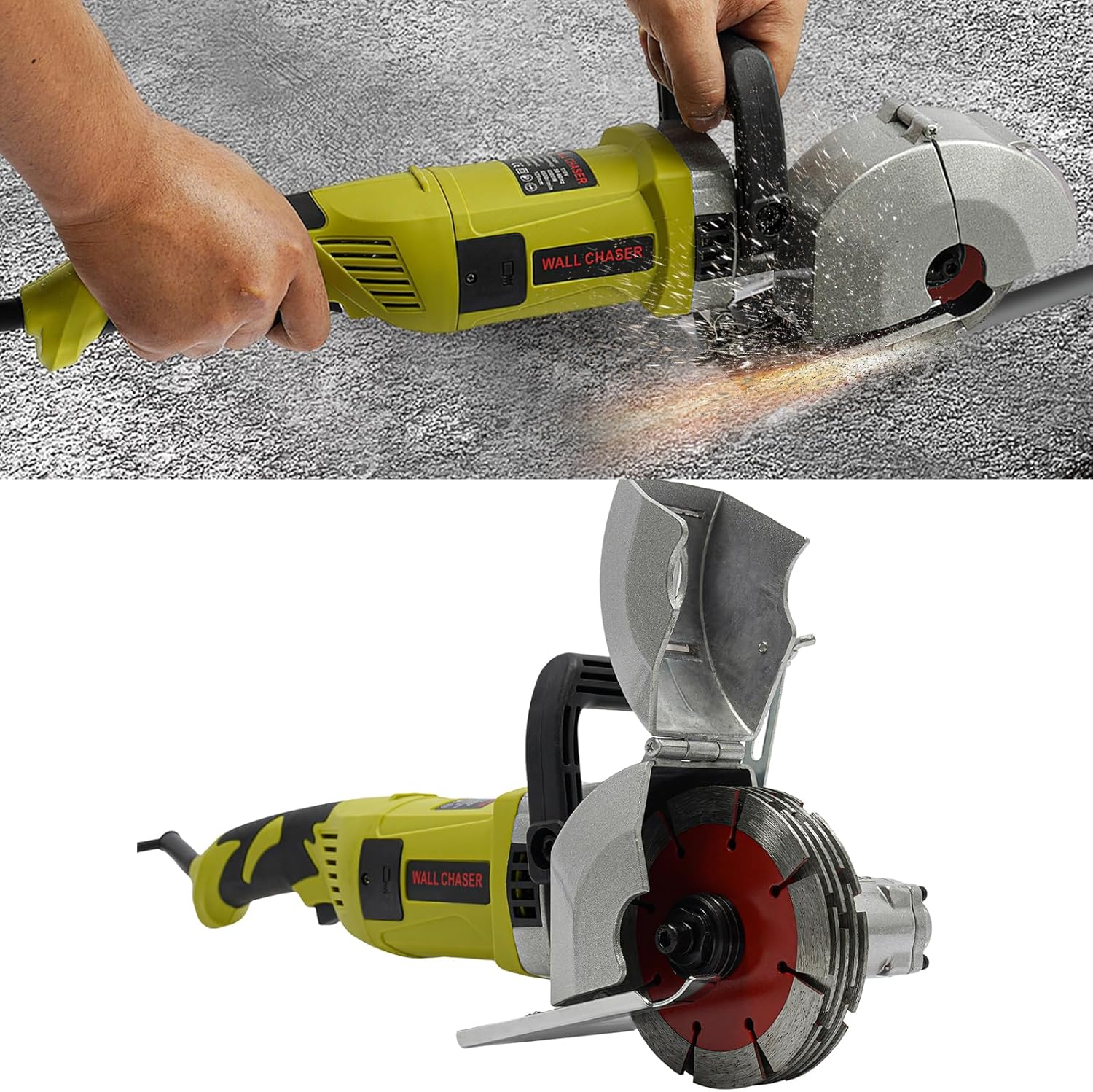 4000W Molding Slotting Machine kit with 5 Blades and Toolbox, Adjustable Electric Wall Groove Cutting Machine, Concrete Groover Cutting Tools, Electric Concrete Saw for Cut Granite, Porcelain