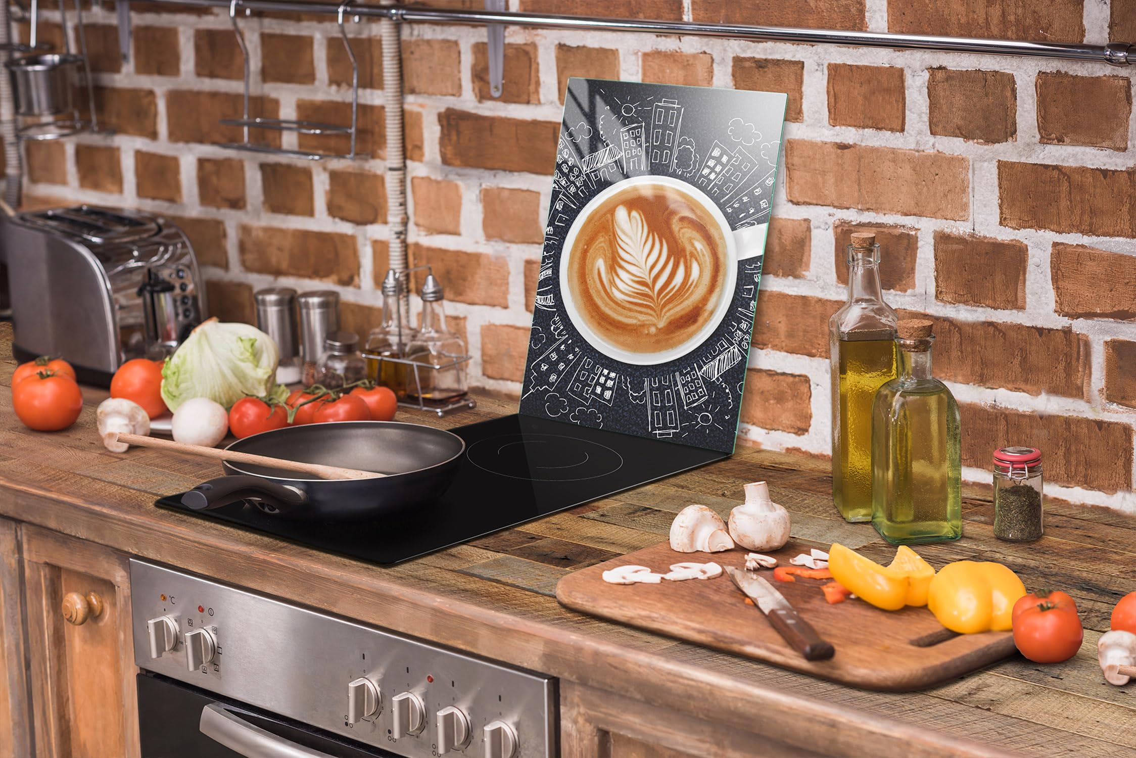 Plaque De Protection Pour Cuisinière Induction - Verre Trempé 4 Mm - 35x52 Cm - Motif Cœur - Anti-éclaboussures, Planche à Découper - 9