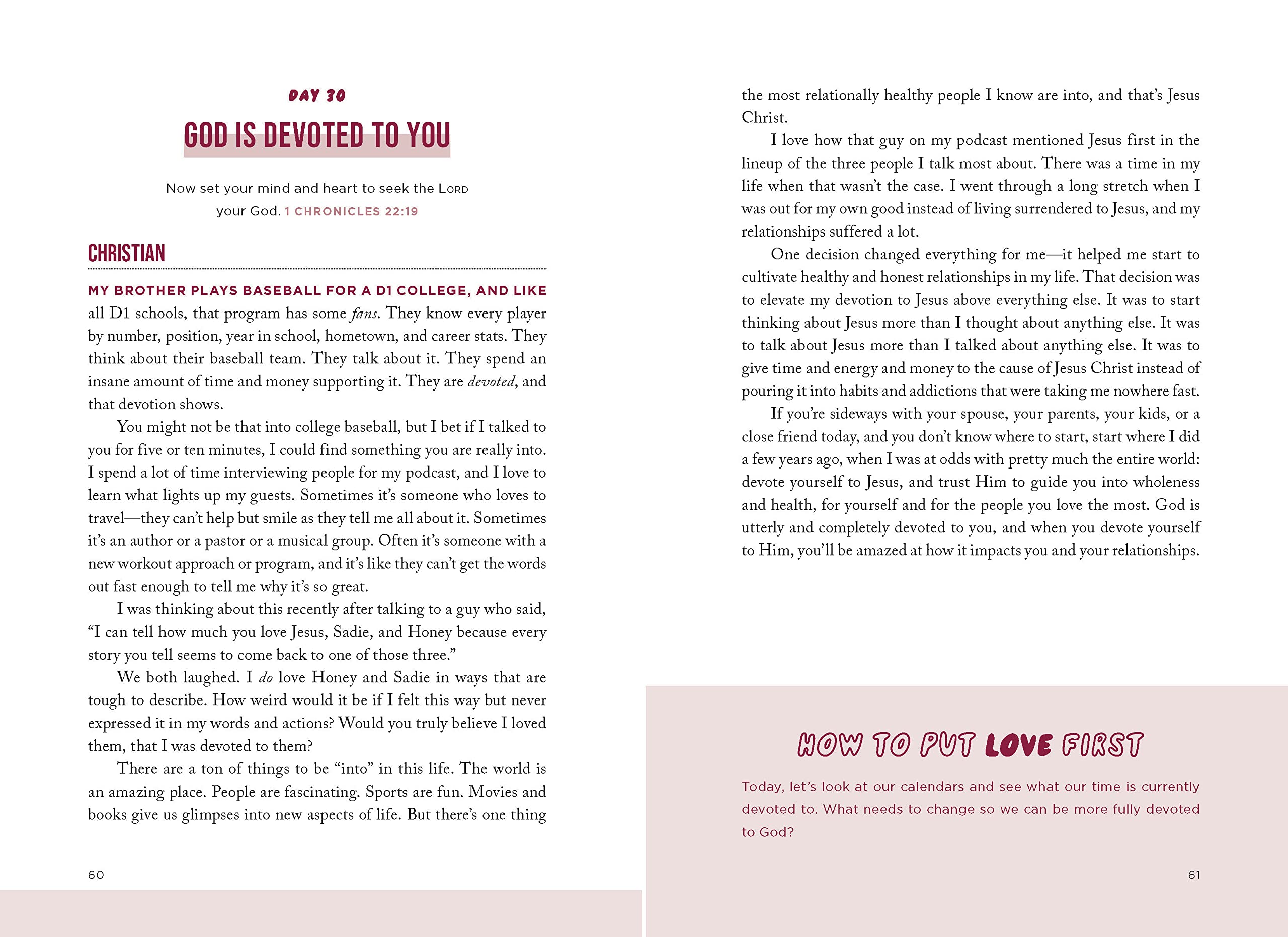 Condition photo showing New/Like New for How to Put Love First: Find Meaningful Connection with God, Your People, and Your Community (A 90-Day Challenge) - 90 Daily Devotions