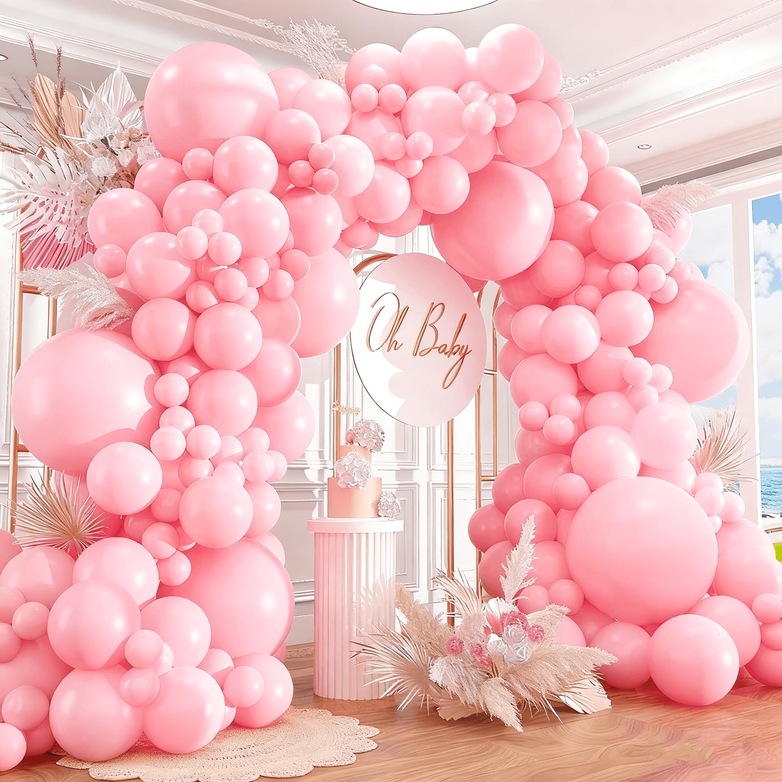 412pcs Pastel Pink Balloon Garland Arch Kit 18 12 10 5 Inch Different Sizes Light Pink Latex Balloons for Baby Shower Birthday Happy Gender Reveal