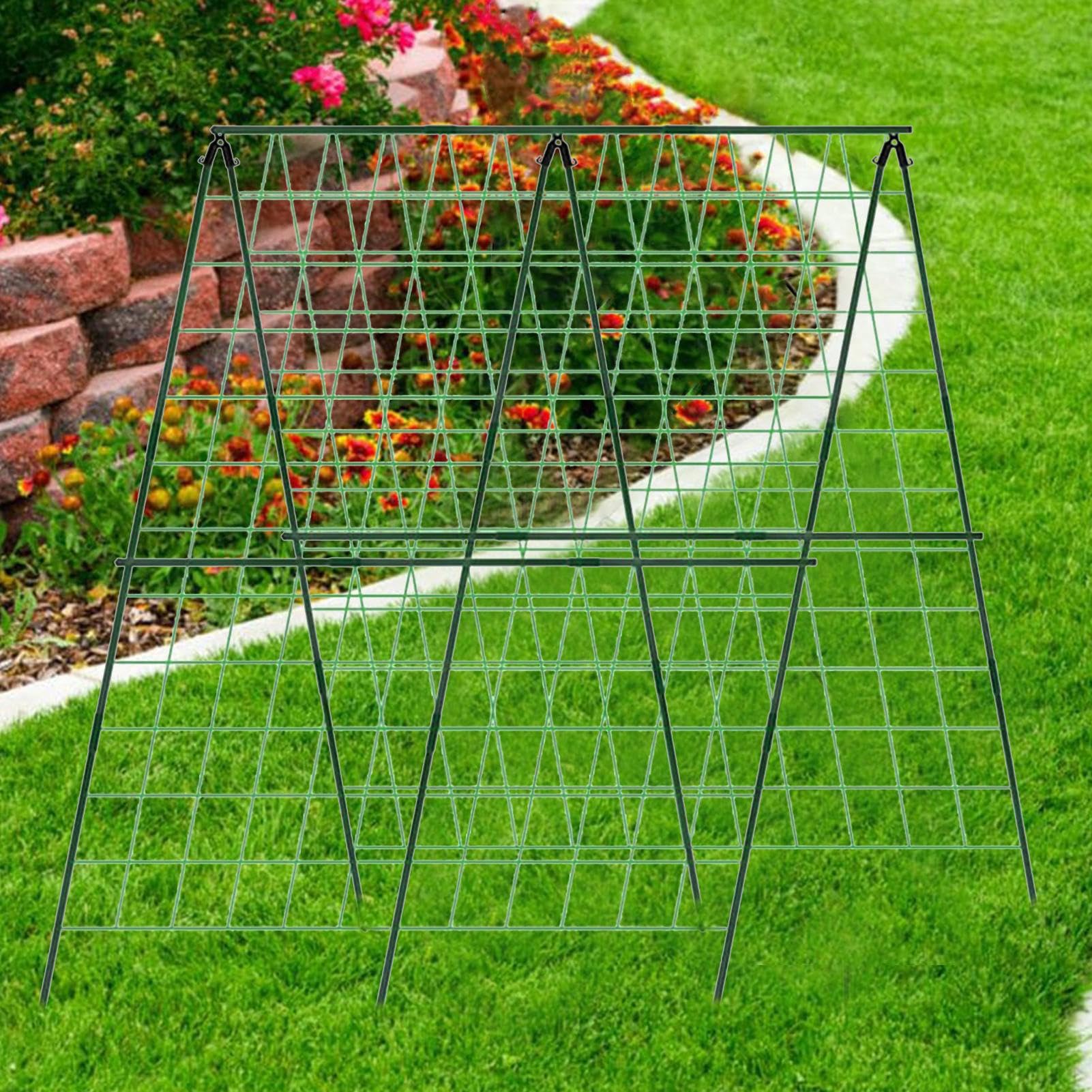 Enrejado trepador de pepino | Enrejado de marco en A de 48 x 48 pulgadas | para jardín | Plantas trepadoras plegables, soporte de cultivo para pepino, tomate, calabacín, guisantes