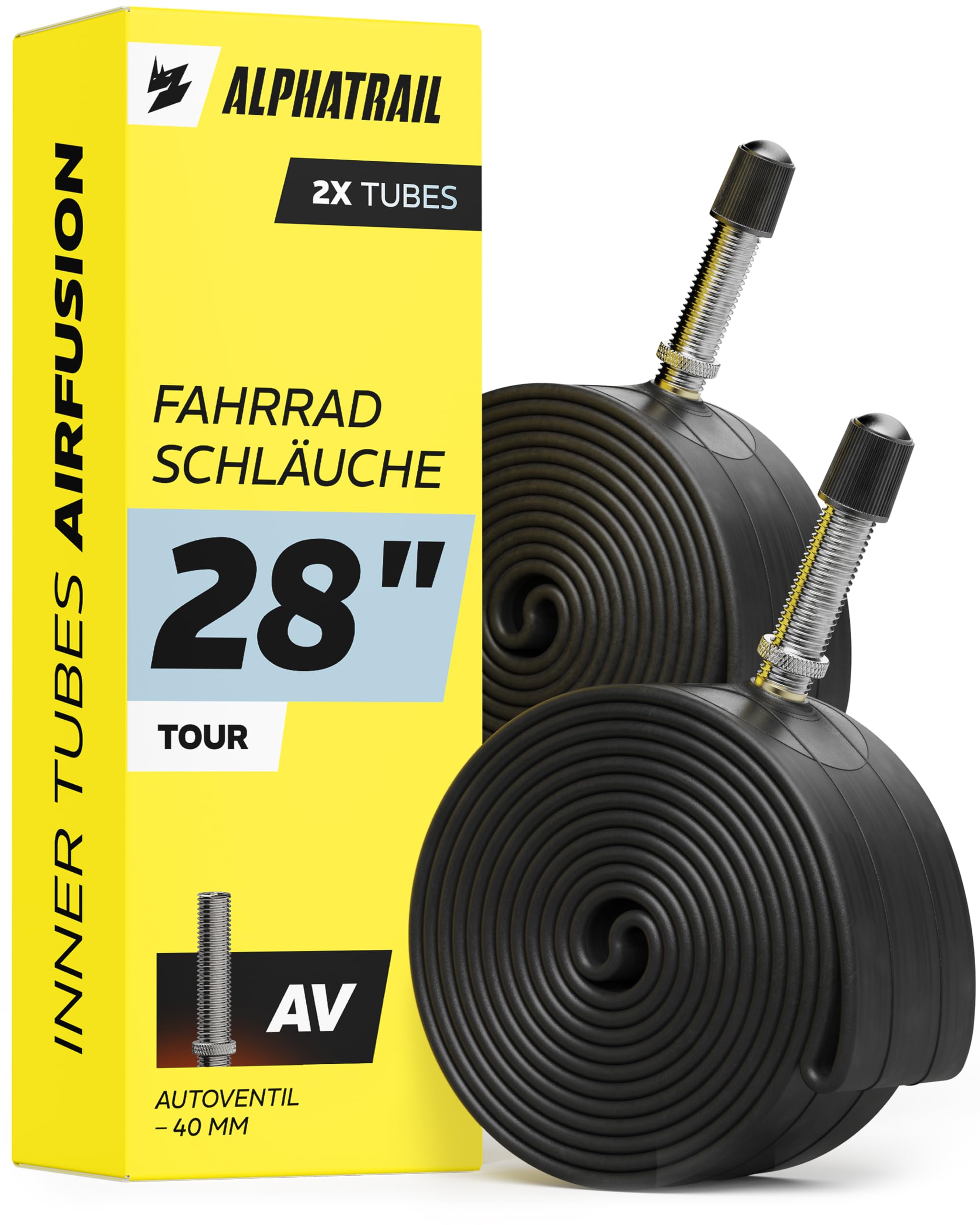 fahrrad mantel und schlauch 28 zoll Alphatrail Fahrradschlauch AirFusion AV Autoventil 2X Set mit Mobilitätsgarantie I Kompatible Fahrradreifen Schwalbe, Continental, Conti, Michelin, Kenda & Maxxis Sport & Freizeit high_price Turbo VADO 5.0 IGH Size:S - 15
