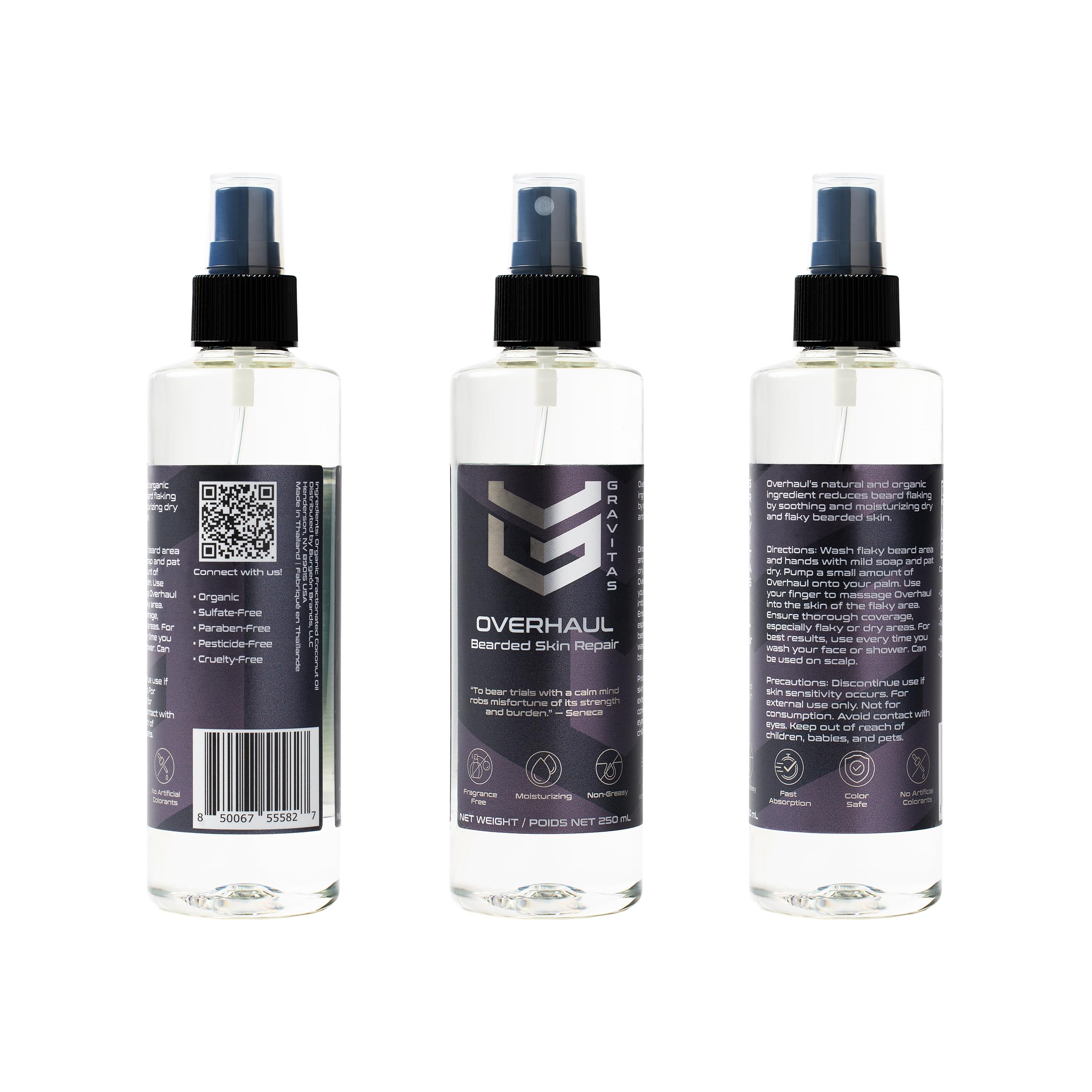 Gravitas Overhaul: Beard Druff Repair for Men, 250mL, Soothe Flaky Skin Under Beard, Unscented Flaky Beard Oil, Non-Greasy, Fast Absorption, Reduce Beard Flakes 3.4 Fl Oz (Pack of 1)