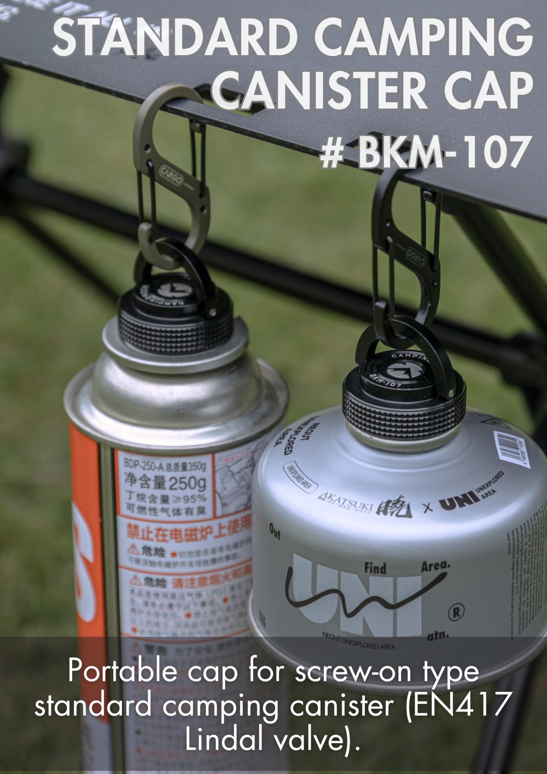 CAMPINGMOON Cap Lid for Camping Gas Fuel Standard Canister with EN417 Lindal Valve Cassette Gas Can Black BKM-107