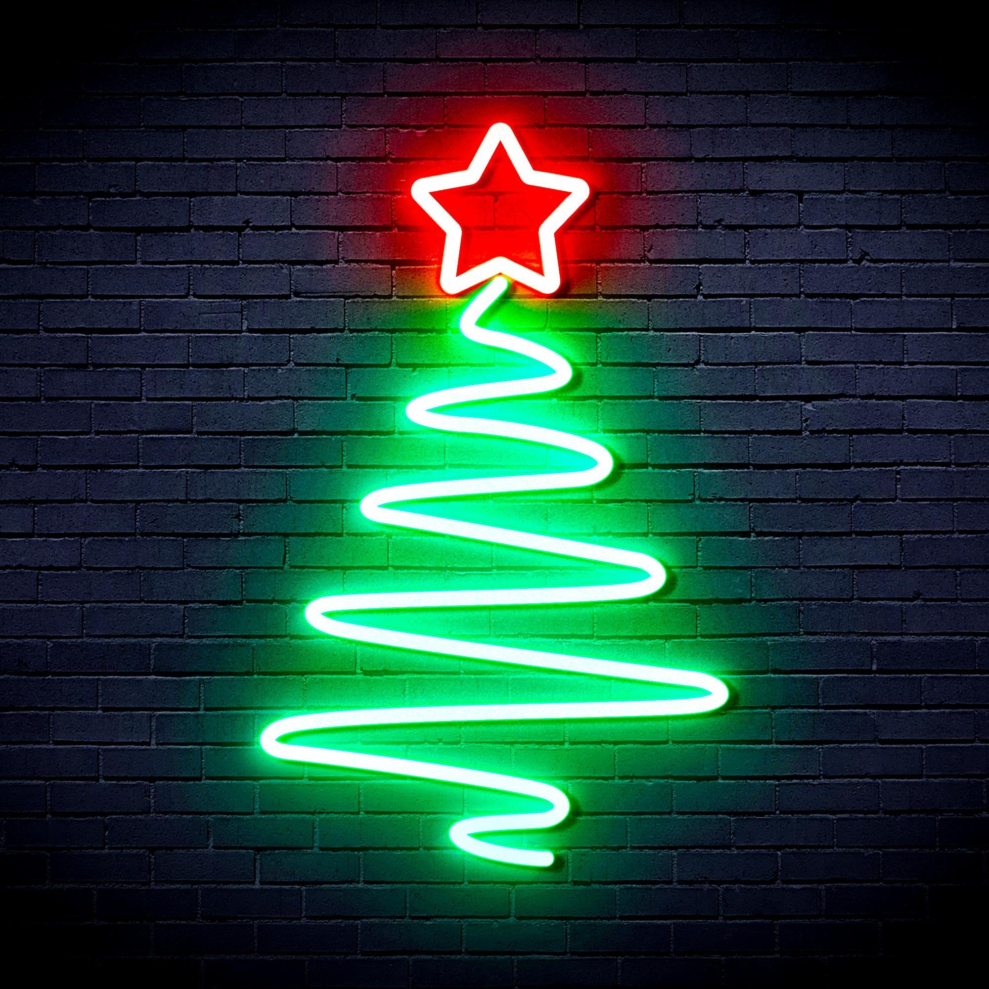 ADVPRO Modern Christmas Tree Flex Silicone LED Neon Sign - Green & Red - st16s64-fnu0152-gr
