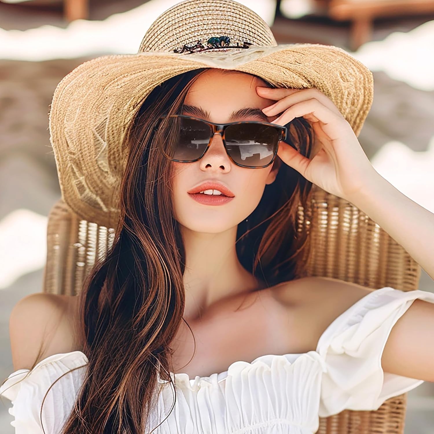 Polarized Sunglasses Fit Over Glasses for Women Men, Oversized Square Summer Shades UV400 Protection - Image 2