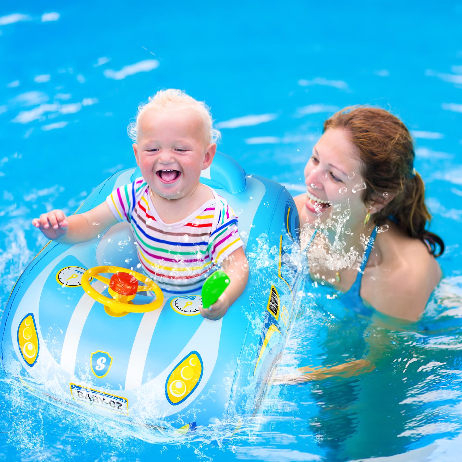 Salvagente Neonato con Parasole UPF50+ e Volante Gonfiabile Piscina Salvagente per Bambini con Kit di Patch Gonfiabile Salvagente Neonatoper Bambini 1-4 anni Viola