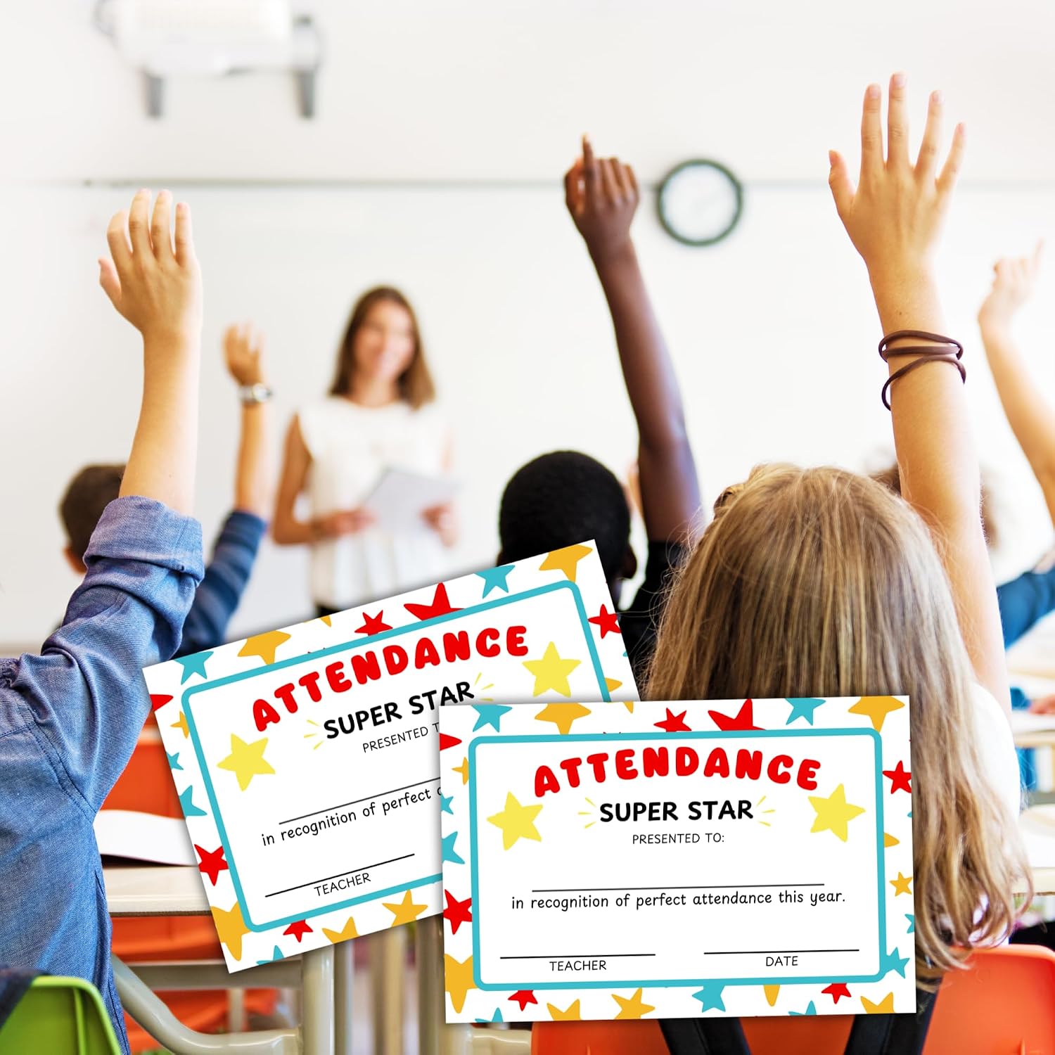 Certificate of Perfect Attendance 30pk 6x9” Cardstock Student End of Year Awards from Teachers Star Background School Attend Never Missed a Day image 5
