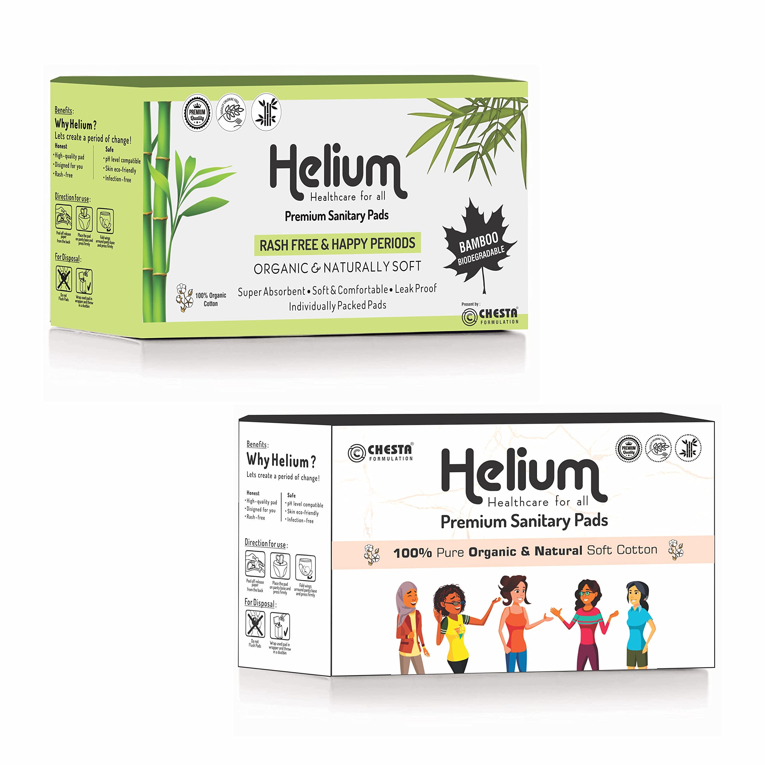 CHESTA FORMULATION Helium Bamboo+Organic Soft Cotton 48 Sanitary Pad For Women|Bamboo Pads 24 Regular+Organic Pads 24 Heavy Flow|Pure Cotton,Full-Day&Full-Night,High Absorbent,Heavy Flow,Extra Long (B09WHHWMM1) Amazon Price History, Amazon Price Tracker