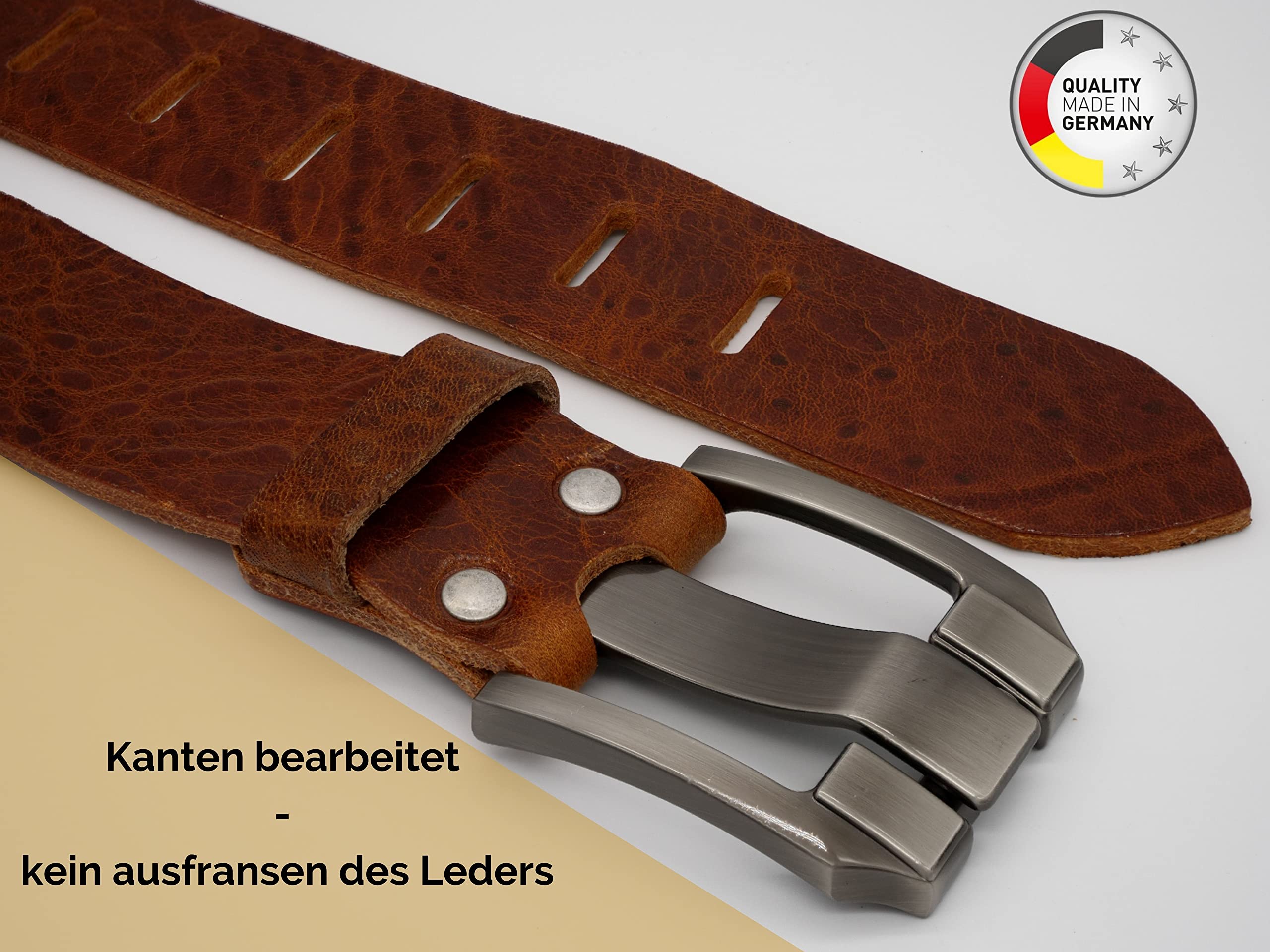 AnnaMatoni Herren Gürtel Leder 4cm breit Ledergürtel Pflanzlich gegerbtes Leder 3,5mm Stark echt Leder Made in Germany Gürtel Herren Leder