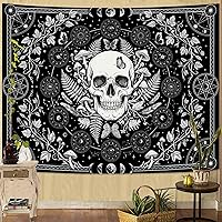 Vista 15 de Kanuyee Tapiz de calavera y mariposa, tapiz floral gótico para colgar en la pared para dormitorio, decoración de habitación rosa para dormitorio