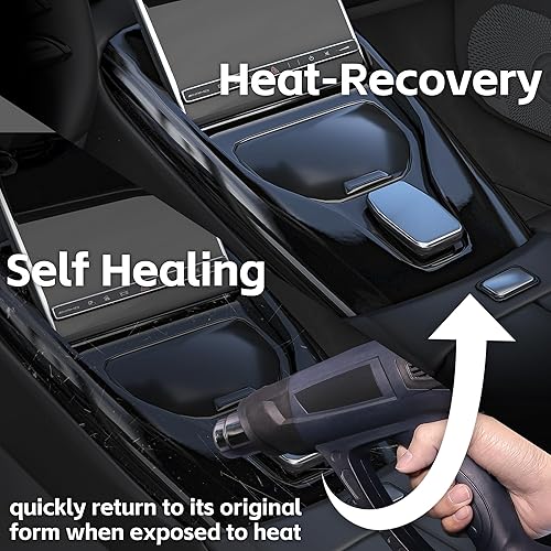 Miniatura 6 de Lypumso Envoltura de vinilo negro brillante, vinilo para automóvil con tecnología de liberación de aire, adhesivo autoadhesivo para auto para