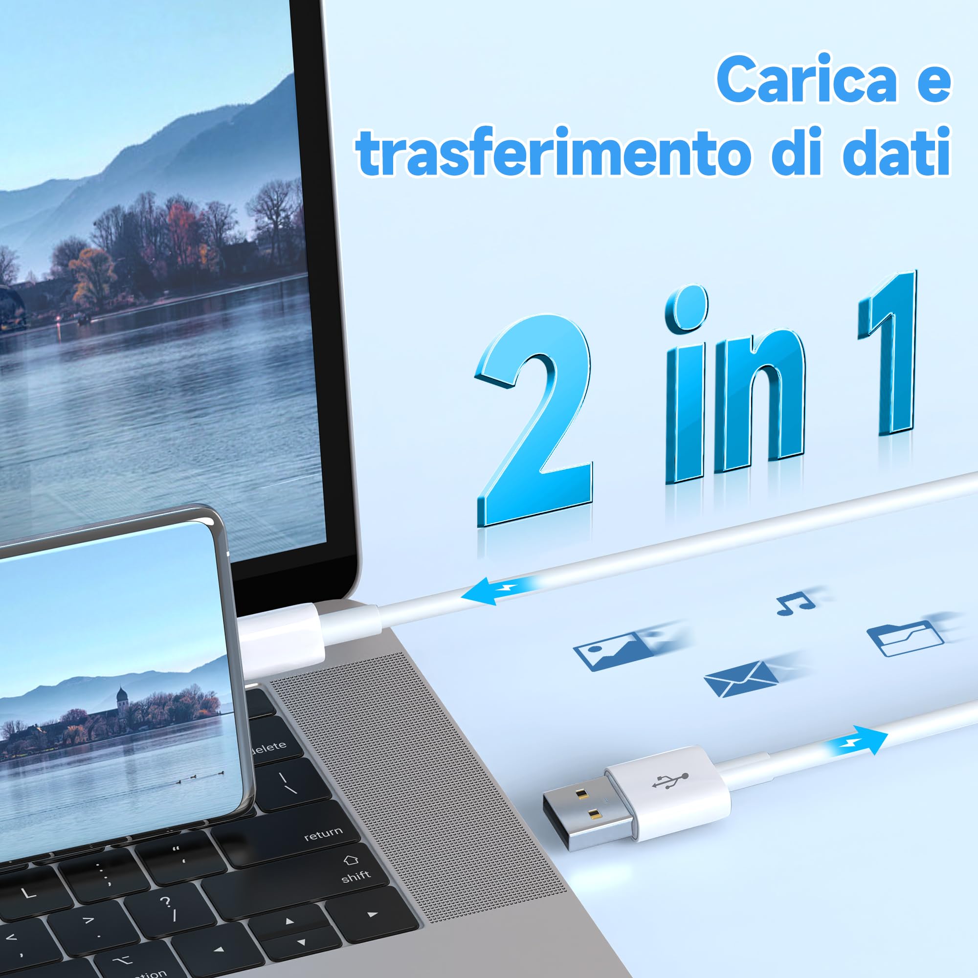 Cavo USB C Lungo 3 Metri – Da USB A A USB C, Ricarica E Sincronizzazione Dati, Robusto - 2