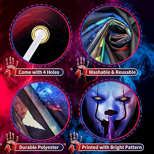 Miniatura 3 de AeapYar Joker Payaso - Cartel de Halloween para decoración de puerta, telón de fondo, truco o trato de película de terror, asesino espeluznante,