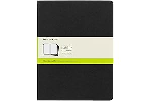 Moleskine Cahier Journal, Unruled, XL (7.5" x 9.5") Plain/Blank, Black, 120 Pages (Set of 3)