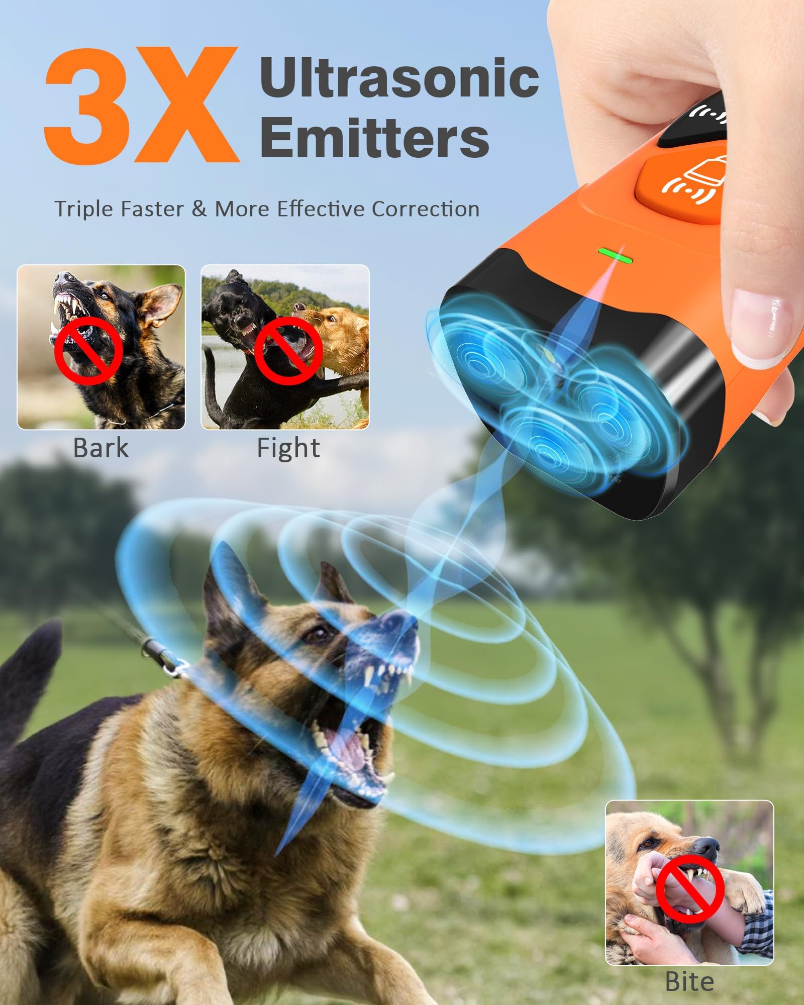Dispositif dissuasif des aboiements de chien, dispositif anti-aboiement amélioré pour arrêter les aboiements des chiens voisins, dressage des chiens, répulsif à ultrasons rechargeable avec portée de
