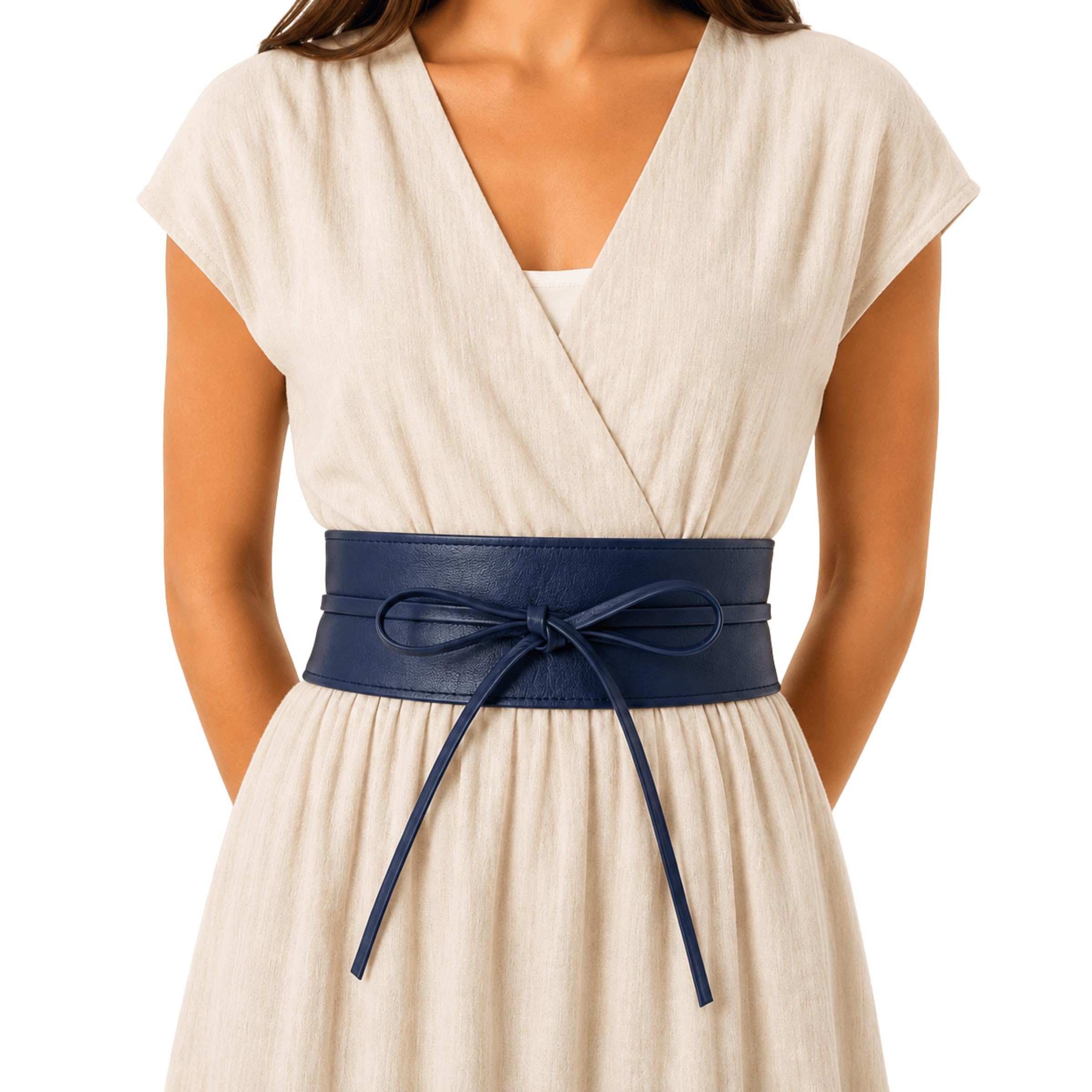 FASHIONGEN - Cintura donna Obi in Vera Pelle Pieno Fiore, Cintura larga donna per vestito, CASSIANE
