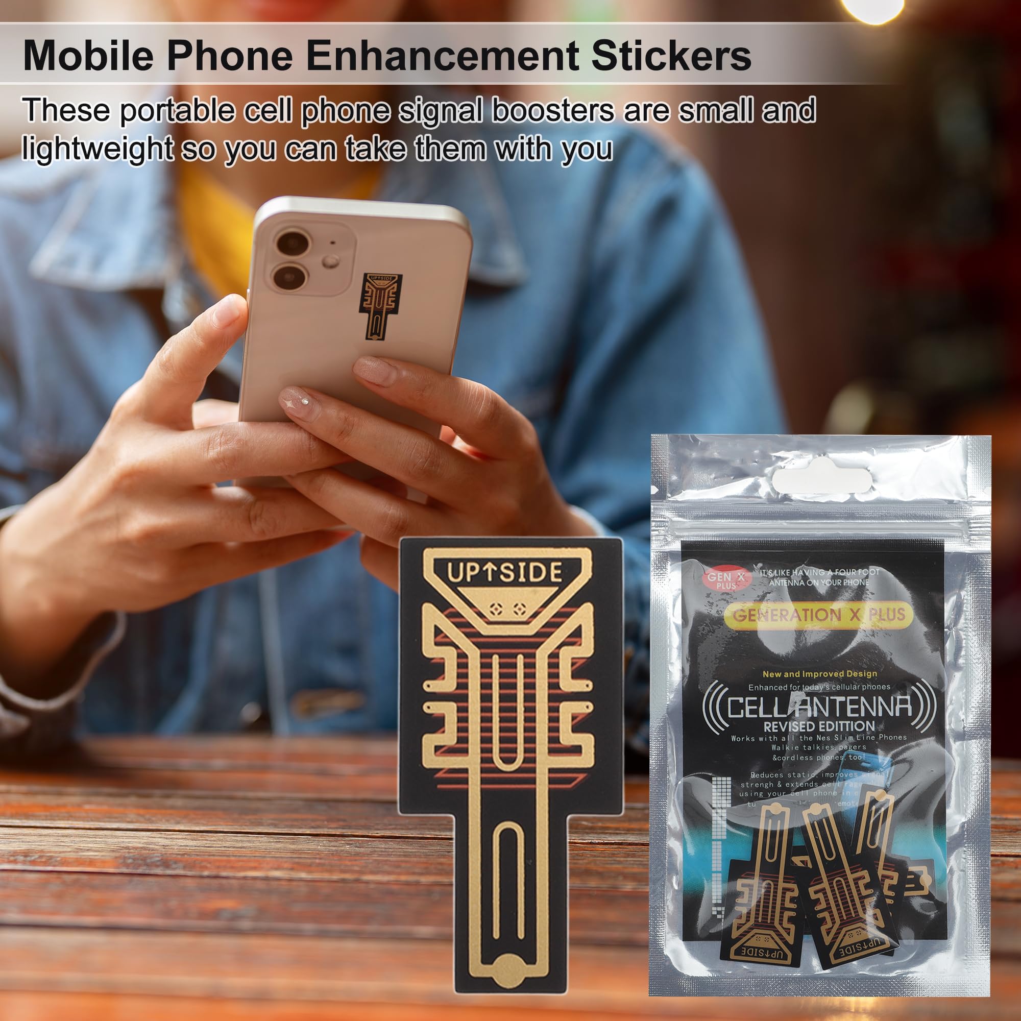 VOCOSTE 5pcs Cell Phone Patch, Portable Cell Phone Signal Sticker, Convex Mobile Phone Stickers Signal Patch, Cell Phone Signal Patches for Enhance Your Mobile Phone, Black