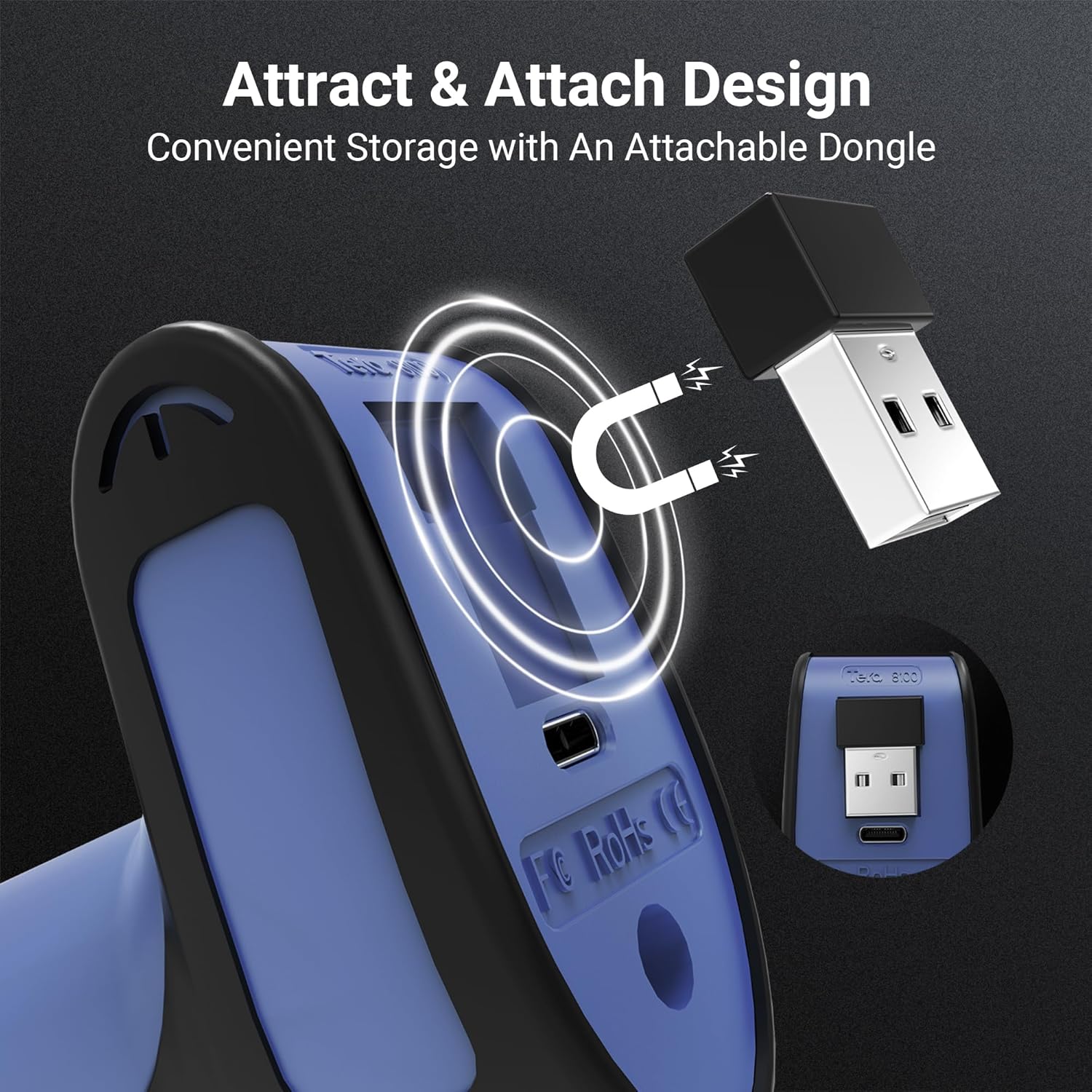 Tera Barcode Scanner Wireless 2D QR with Stand: Pro Version Battery Level Indicator 2500mAh Industrial Grade Bar Code Reader 3-in-1 Works with Bluetooth 2.4G USB Wired 8100 Dark Blue