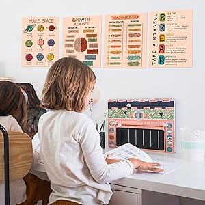 LOLUIS 15 Pcs Boho Mental Health Therapy Unframed 8.5x11in Laminated Poster Educational Supplies