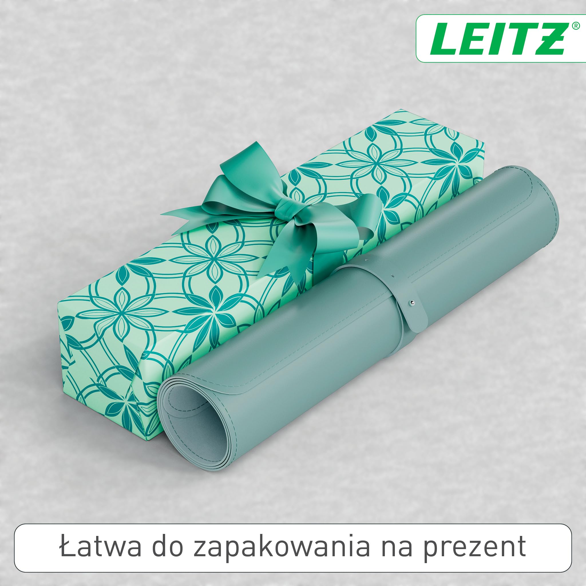 Duża mata Leitz na biurko – Łatwa do czyszczenia, wodoodporna mata ochronna pomaga utrzymać porządek na biurku, 80 x 40 cm, miętowa