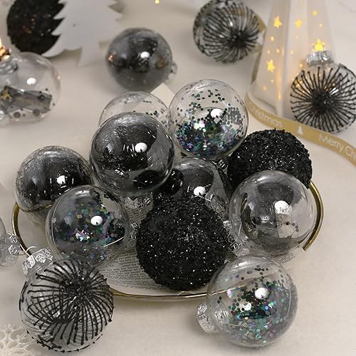 Miniatura 6 de Juego de adornos de Navidad de 2.76 pulgadas, 30 piezas inastillables decorativas colgantes con relleno delicado, bolas de árbol de Navidad