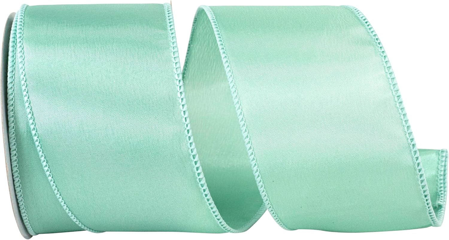 Reliant Ribbon 92575W-077-40F Satin Value Wired Edge Ribbon, 2-1/2 Inch X 10 Yards, Aqua