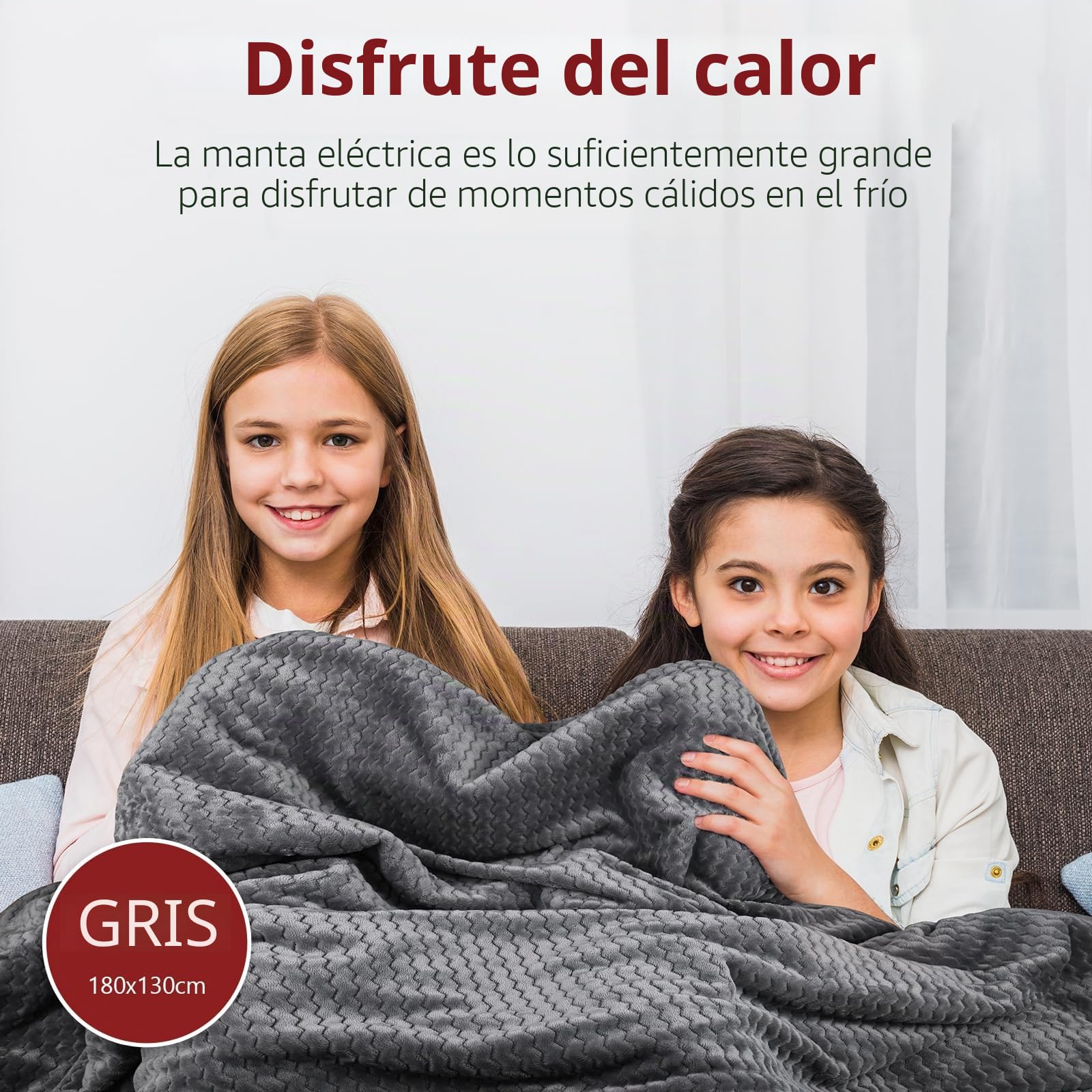 REDKEY Manta Electrica 180x130cm, Temporizador de 5 Horas y 9 Niveles de Calefacción, Desconexión Automática, Lavable a Máquina, Mando a Distancia Digital Manta Termica Gris