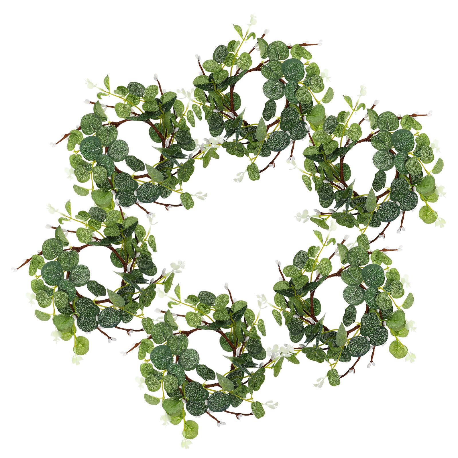 Couronnes de bougies eucalyptus artificielles deco table pilier et bougeoir