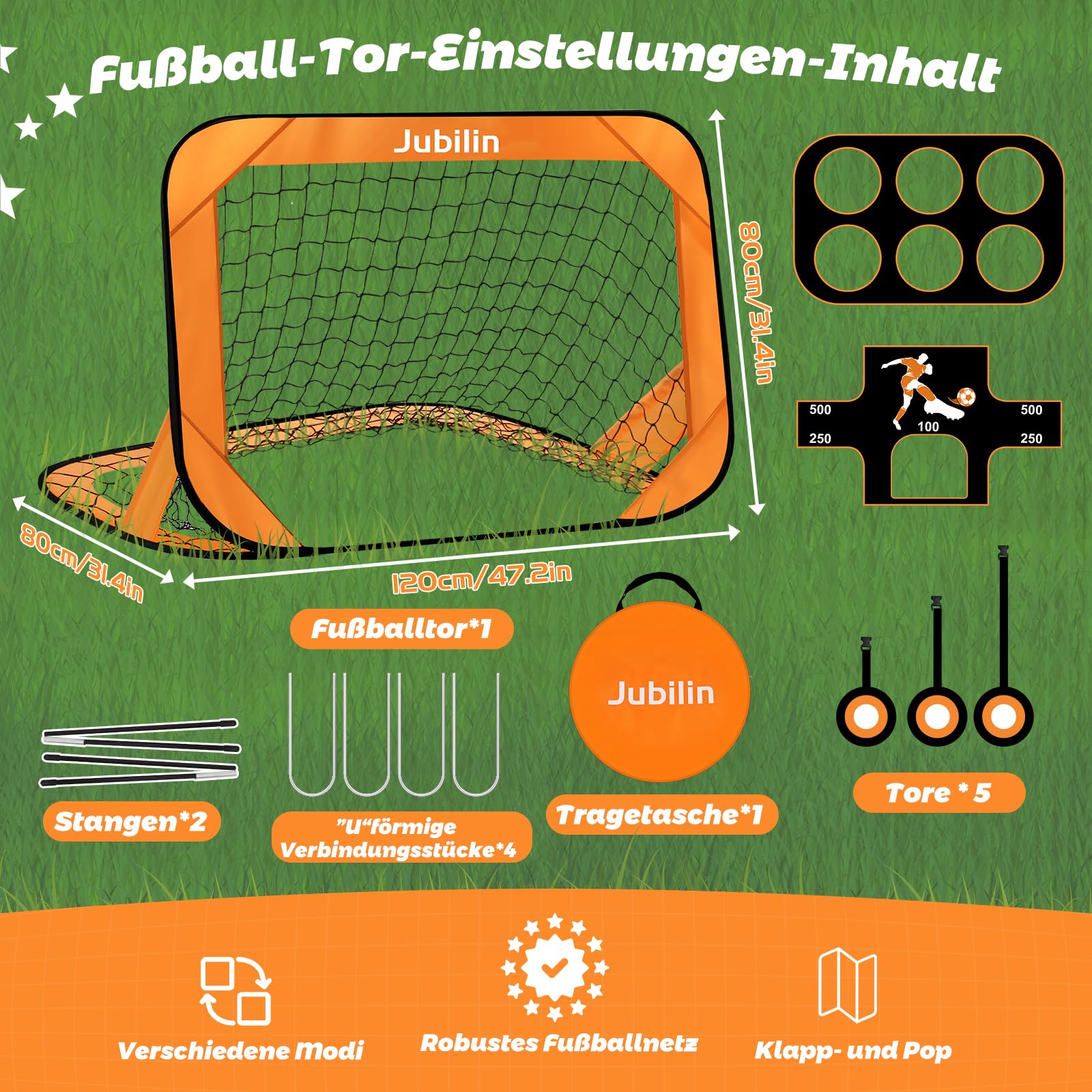 Fussballtor Sets,4 Modi Pop Up Fußballtor Kinder