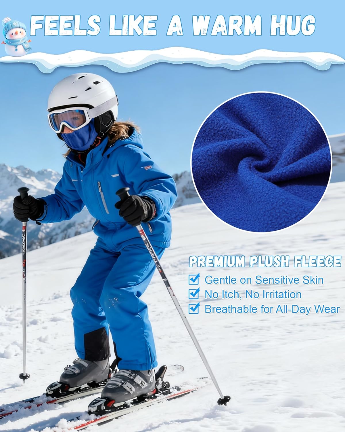 AWAYTR Kids Balaclava Ski Mask - Winter Warm Polar Fleece Face Mask for Boys Girls Windproof Snow Hat for Skiing Cycling - Image 3