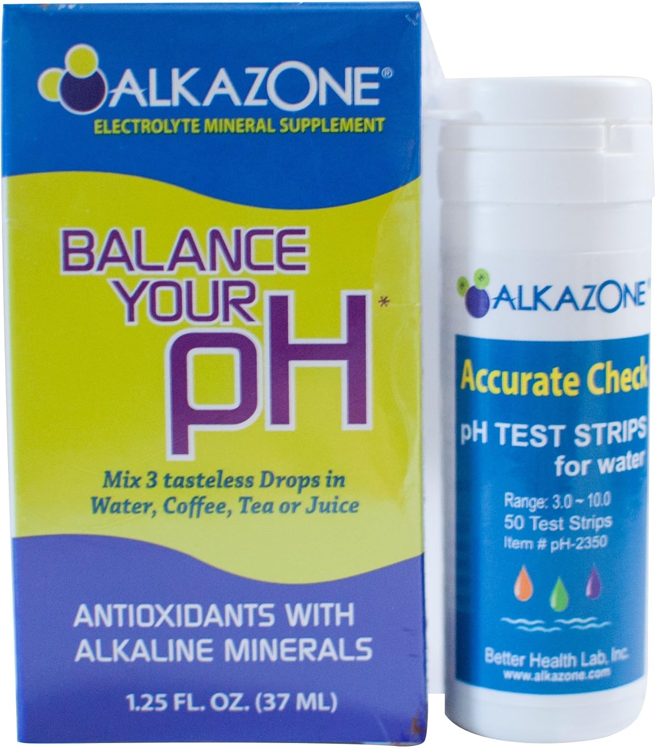 Alkaline Water Drops with Ph Test Strips Bundle Alkazone