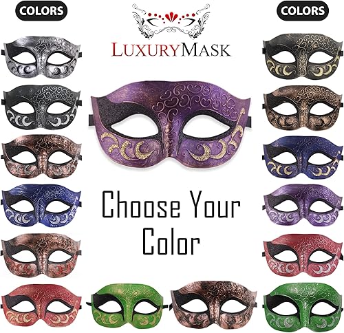 Miniatura 6 de Máscara de mascarada para hombre, máscara de aspecto antiguo para Halloween, fiesta veneciana, fiesta de máscaras y baile de máscaras