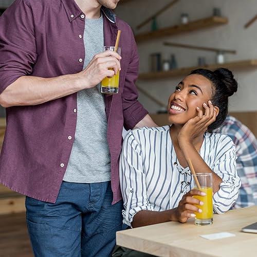 Miniatura 3 de GET FRESH Juego de pajitas de bambú reutilizables, paquete de 6 pajitas naturales para niños y adultos, juego original sin BPA sin plástico para uso