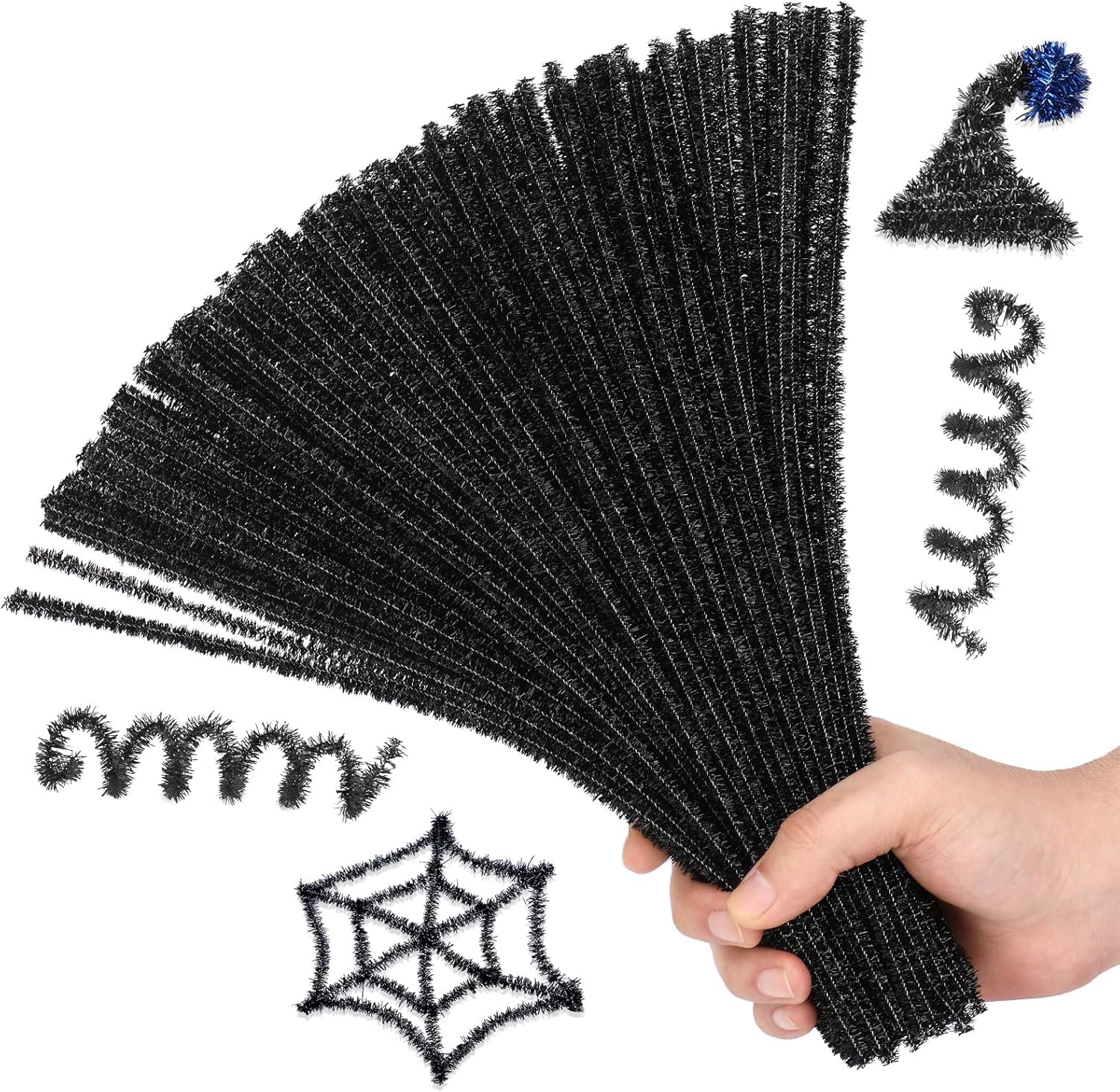 12 Inch Pipe Cleaners for Crafts – Pack of 100 Chenille Stems (2 Mixed Colors) – Flexible Fuzzy Craft Sticks for DIY Art, School Projects, Flower Making & Decorations (Black & White) 1