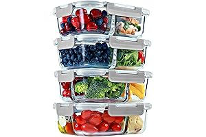 FIT Strong & Healthy 2 & 3 Compartment Glass Meal Prep Containers