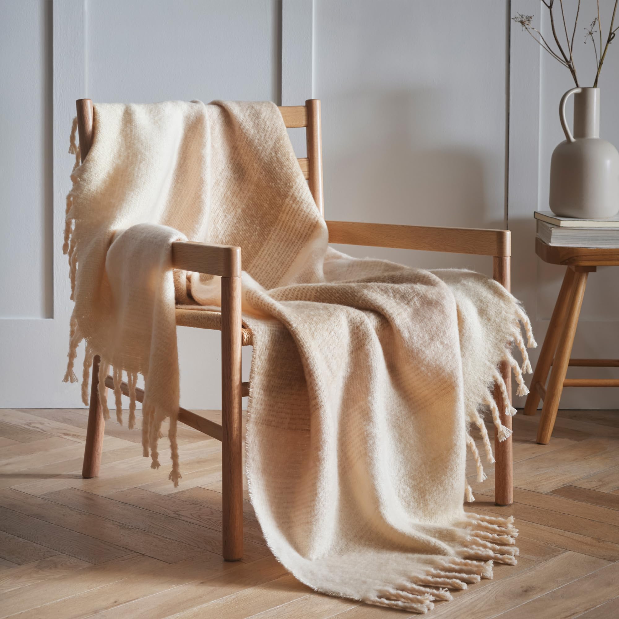 Couverture de lit en mohair anti-froid, plaid Helsinki marron respirant 127x152