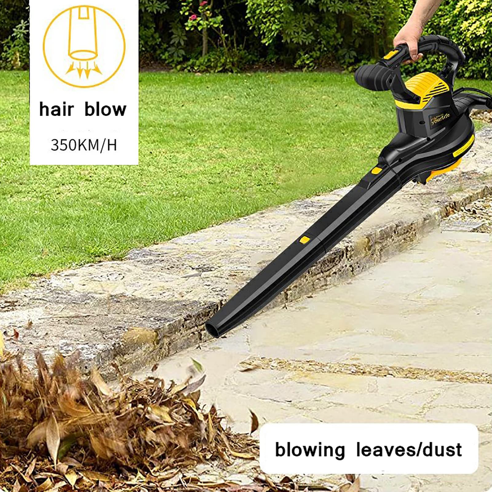 Soplador de Hojas eléctrico, soplador/Aspirador/triturador de jardín, con Bolsa recolectora de 40 L, Ajuste de 6 velocidades