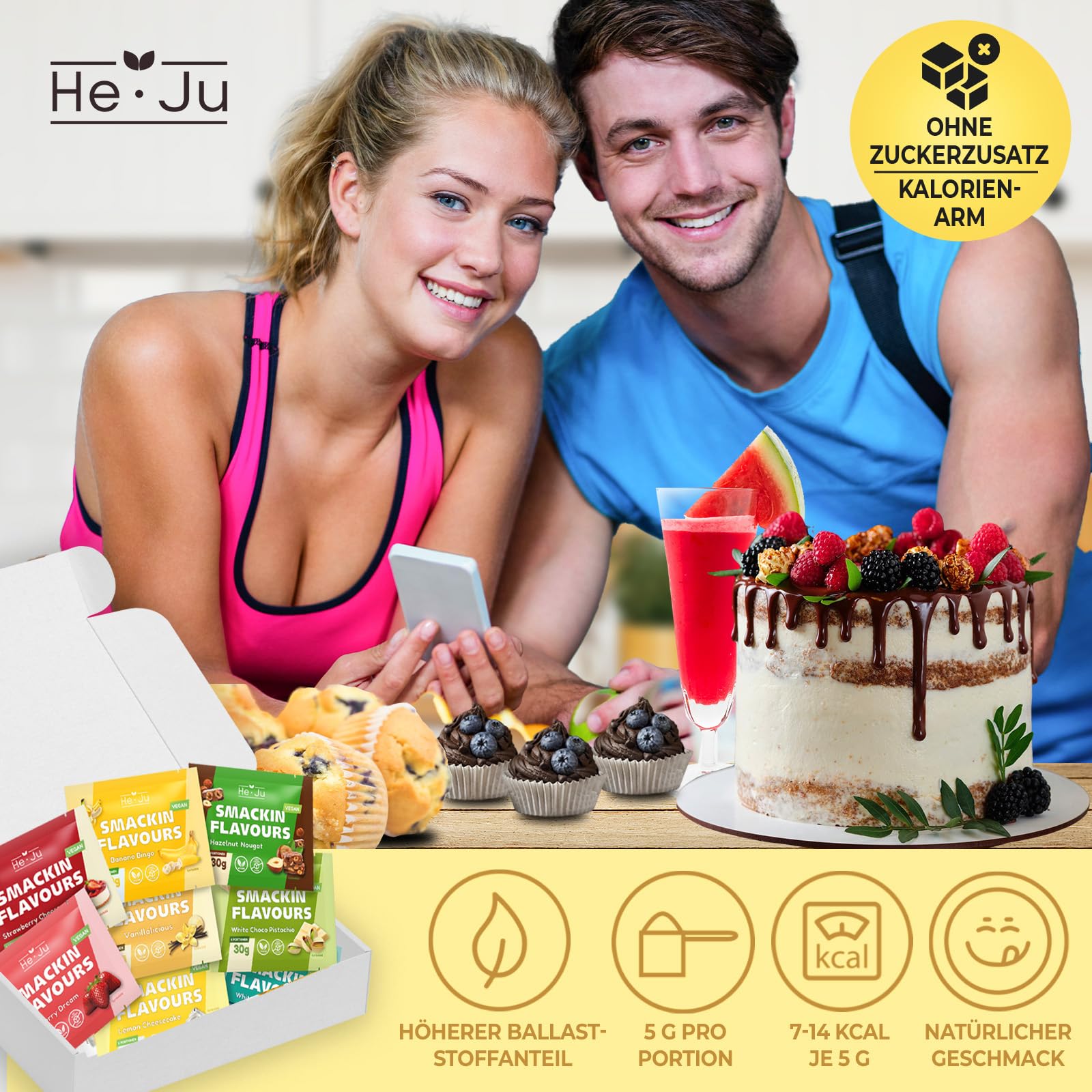 He-Ju Flavour zestaw próbek proszku 8 x 30 g, różne rodzaje proszku smakowego
