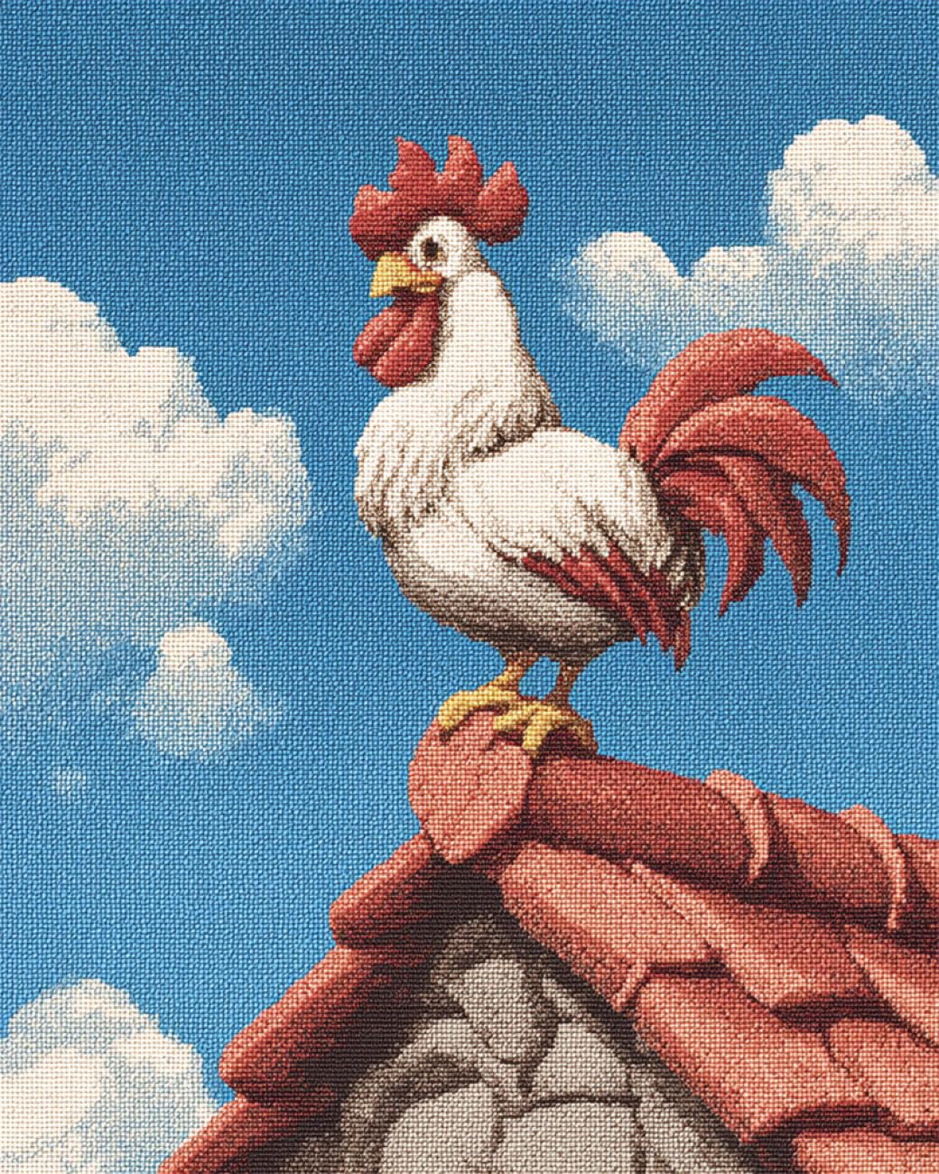 AMBATTERY Animal Latch Hook Kitscartoon Rooster Latch Hook Rug Kits for Adults and Beginner DIY Needlework Crocheting Carpet Kit with Color Preprinted Pattern 23x35in
