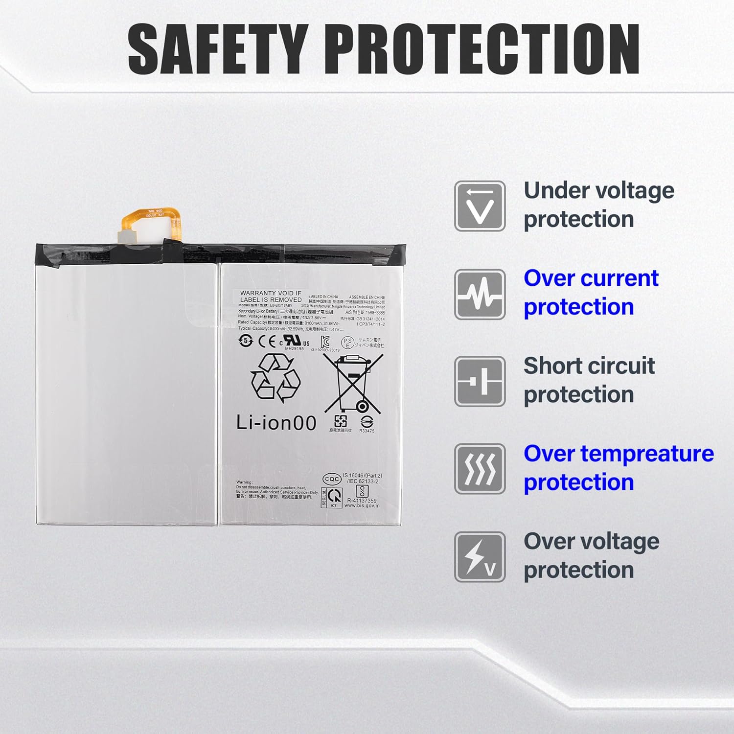 Duotipa New EB-BX716ABY Replacement Battery Compatible with Samsung Galaxy Tab S9 SM-X710, SM-X716B with Repair Toolkit