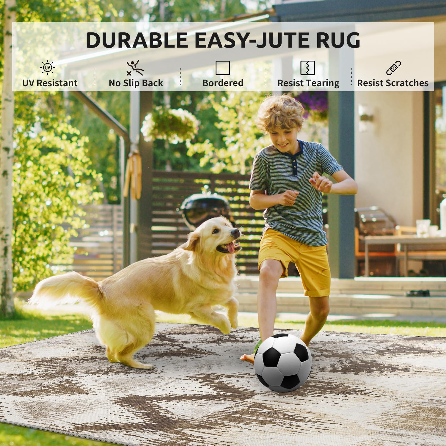 Alfombra De Yute De Fibra Natural Para Sala De Estar, Patio Al