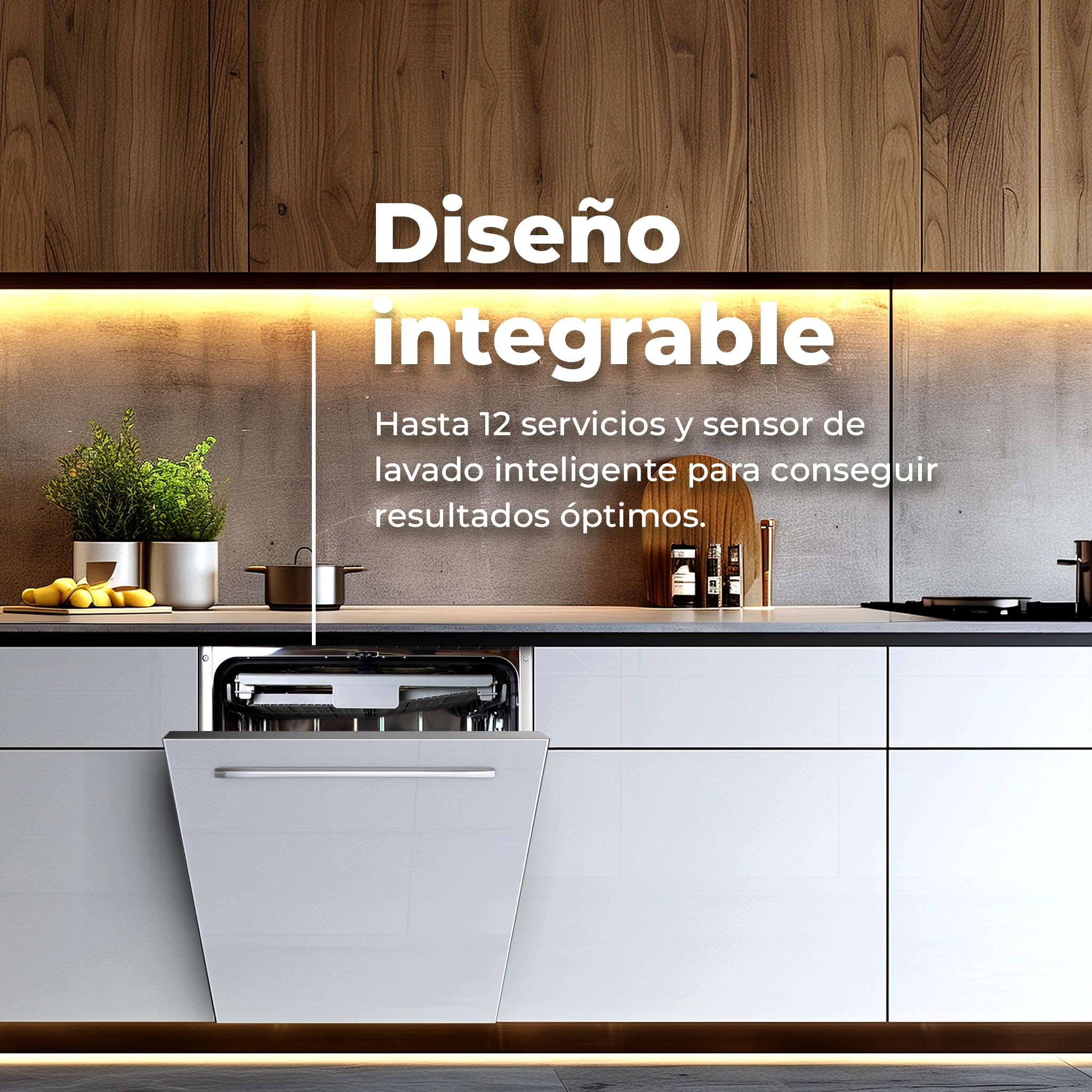 EVVO Lavastoviglie Integrabile Di.2 PRO, 60 cm, Capacità 14 Posate, Indicatore luminoso fine programma, Programma Rapido 30 Minuti, 8 Programmi, Vassoio Superiore Regolabile, Programma Medio Carico