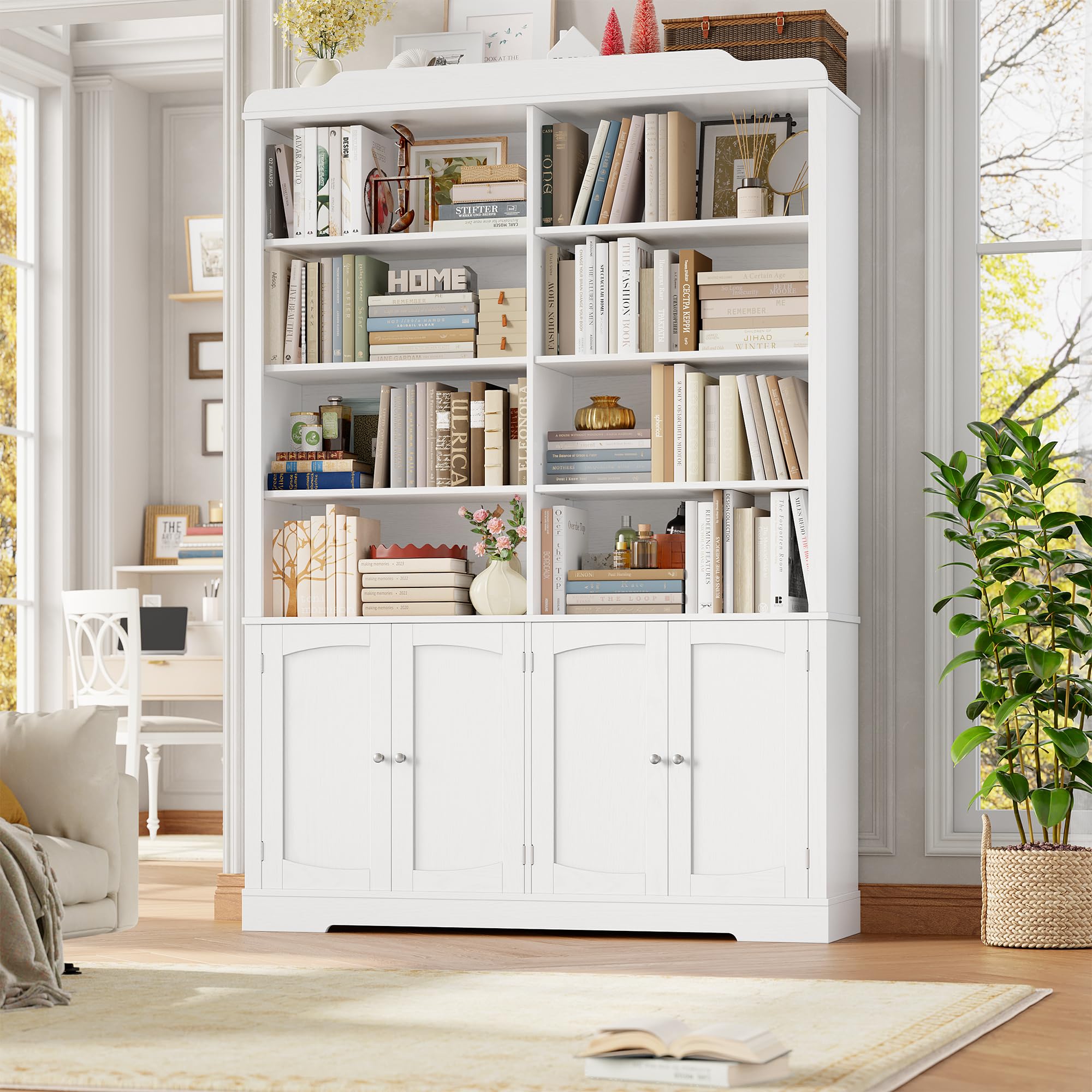 FACBOTALL 73.1" Tall Bookcase and Bookshelf, Wide Bookshelfs with Doors and Adjustable Shelves, 6 Tier Large Bookshelf with Storage, Tall Storage