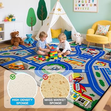 Kids Rug,5x7 Ft City Road Car Rug for Kids