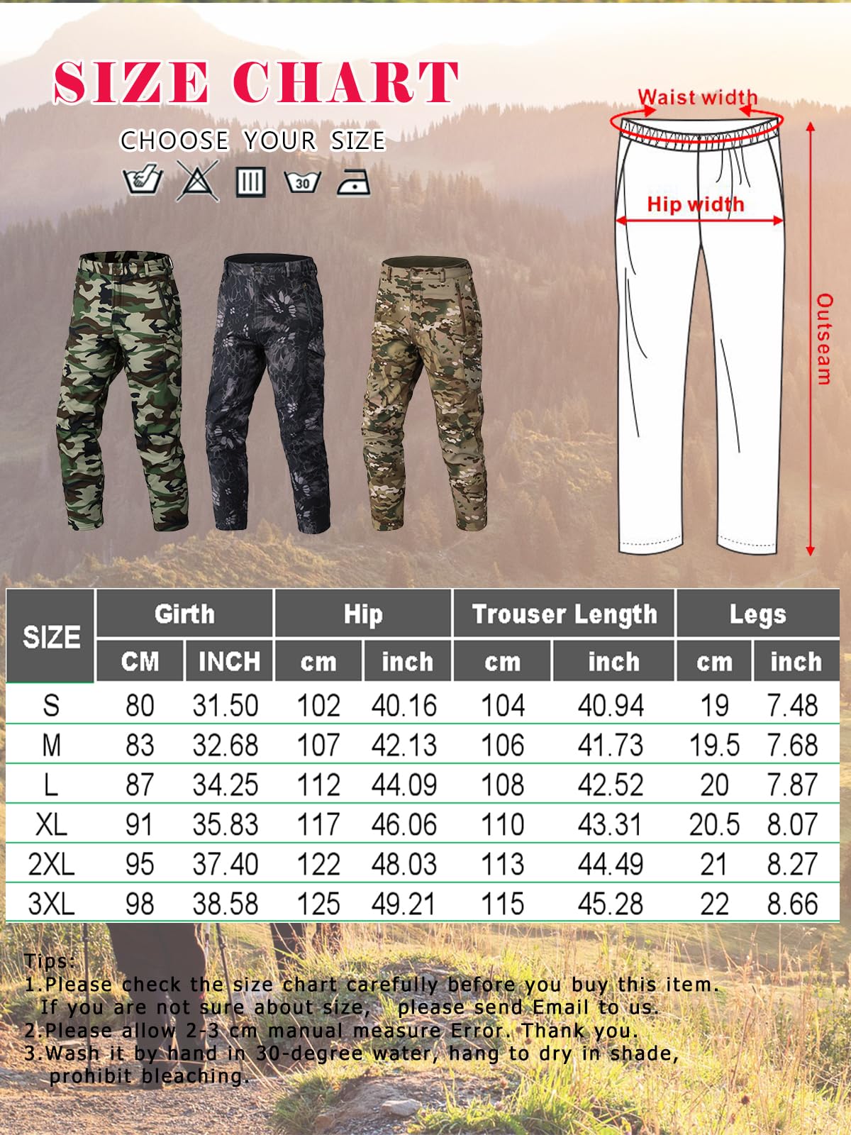 Pantalones tácticos de camuflaje para hombre, pantalones de trabajo resistentes al agua, térmicos para senderismo