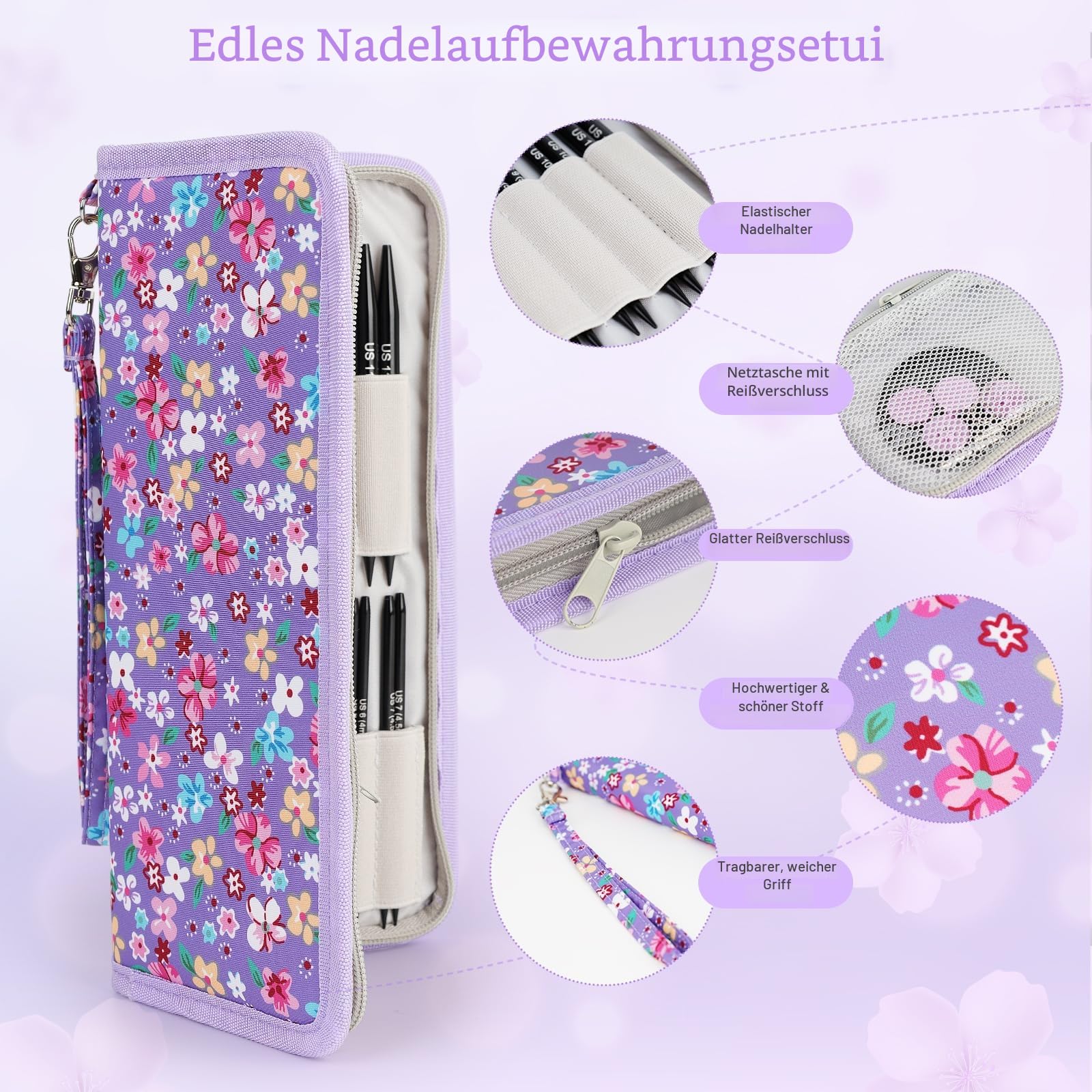 Coopay Rundstricknadeln Set Auswechselbar, 9 Paar Stricknadeln Set Austauschbar, 4 Längen Verstellbar, 3,0-8,0mm Stricknadeln Rundstricknadel aus Aluminium mit Aufbewahrungstasche | Rundstricknadeln, Metall, 3,0 mm - 8,0 mm, 9 Größen, Set mit Etui, Kabeln