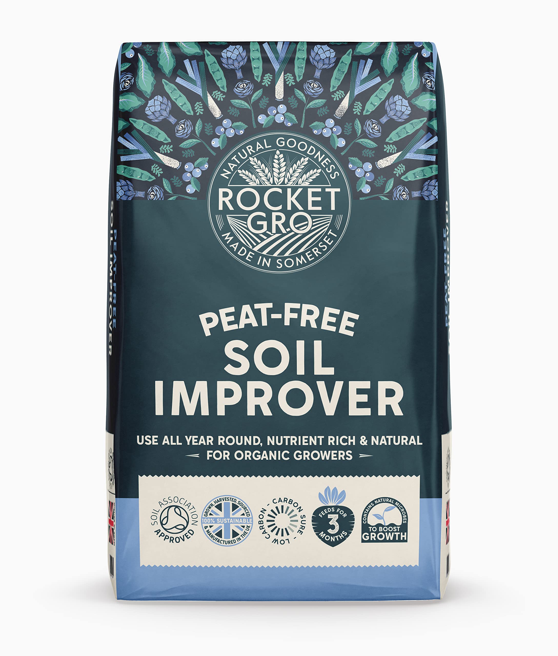 RocketGro Soil Improver Peat-Free 40L – 100% Organic & Chemical-Free – Enriches Soil Health & Biodiversity – Ideal for Veg Beds, Borders & Clay Soils – Feeds for 3 Months – Sustainable & Eco-Friendly