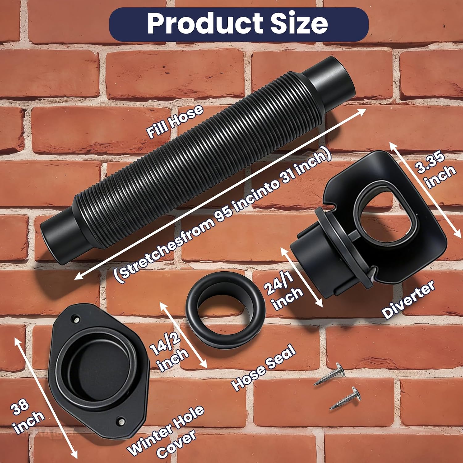 Rain Barrel Diverter Kit for Rectangular Downspouts, 1 Set | Gutter Harvesting System, No-Dismantle Installation, Turn Plastic Tubs to Barrels, Eco-Friendly Clean Water, Universal